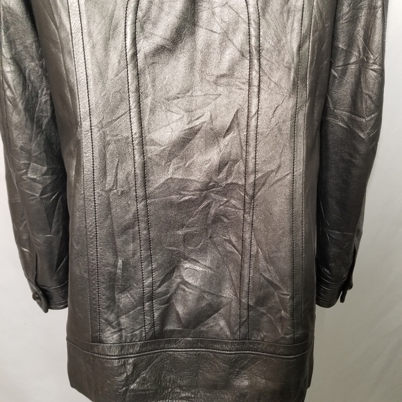 Elie Tahari metallic leather leather jacket Size Small - Picture 9 of 10